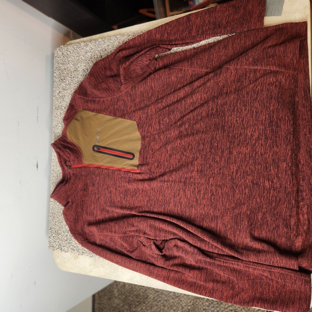 Eddie Bauer‎ Men's Fleece Quarter Zip Pullover Sweater color Red Mens Size 2xb